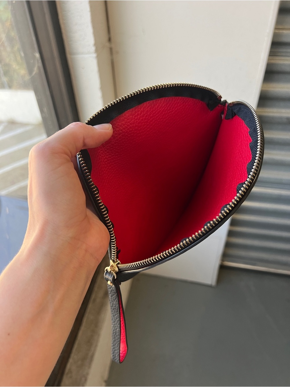 Remi Reid Clutch Leather Black Exterior with Red Interior